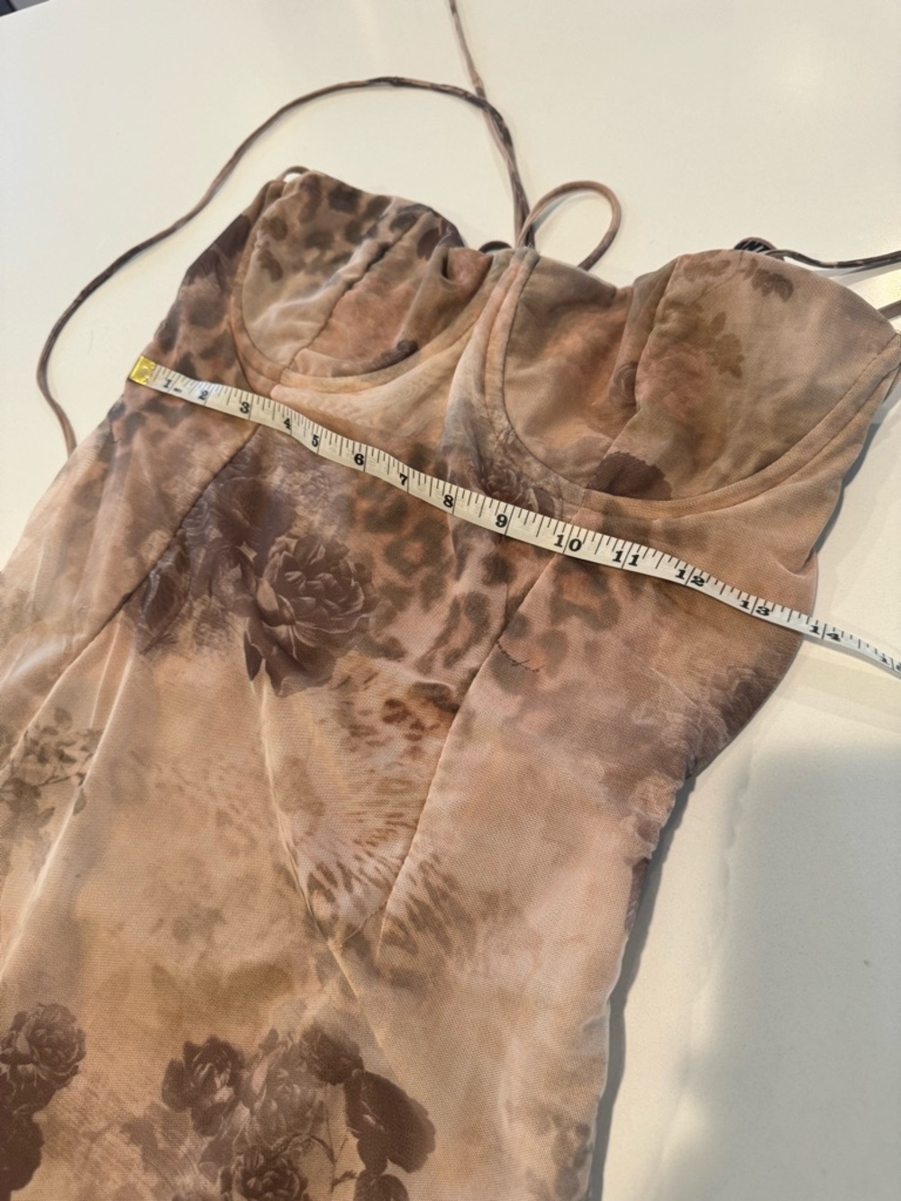 Updated pictures House of CB Beige and Brown Floral Slip Dress - Picture 6 of 8
